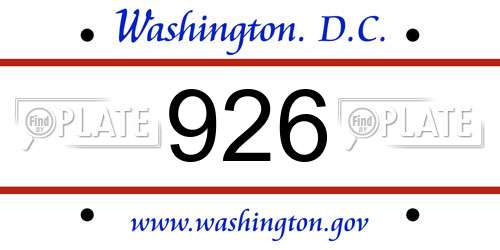 926 District Of Columbia License Plate