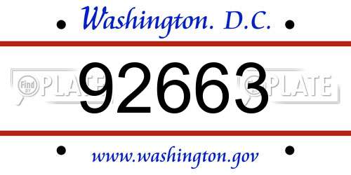 92663 District Of Columbia License Plate
