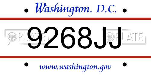 9268JJ District Of Columbia License Plate
