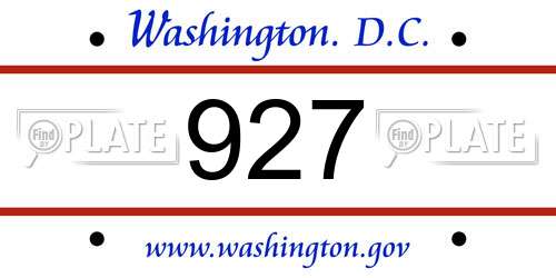 927 District Of Columbia License Plate