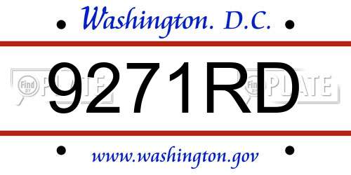 9271RD District Of Columbia License Plate
