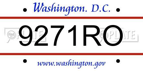 9271RO District Of Columbia License Plate
