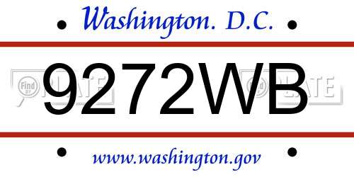 9272WB District Of Columbia License Plate