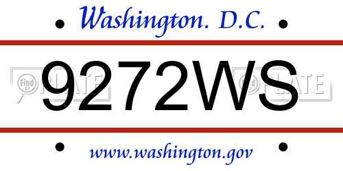 9272WS District Of Columbia License Plate