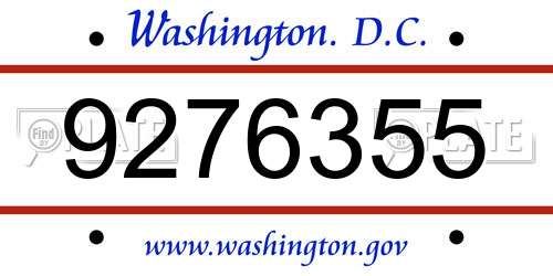 9276355 District Of Columbia License Plate