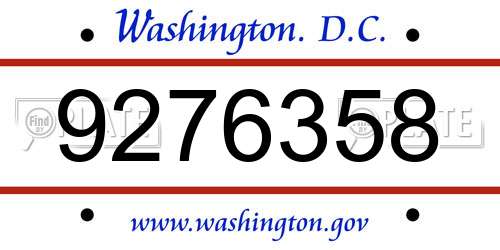 9276358 District Of Columbia License Plate