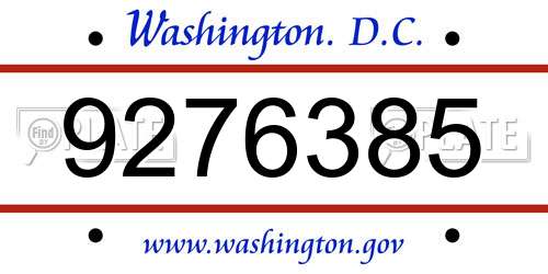 9276385 District Of Columbia License Plate