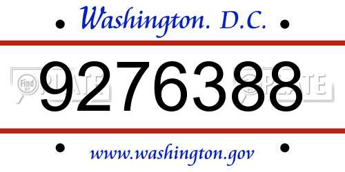 9276388 District Of Columbia License Plate