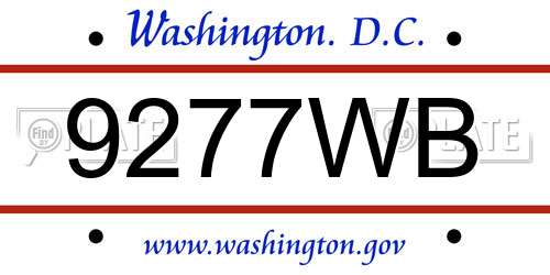 9277WB District Of Columbia License Plate