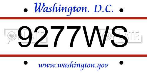 9277WS District Of Columbia License Plate