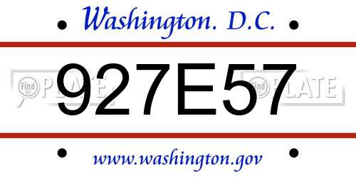 927E57 District Of Columbia License Plate