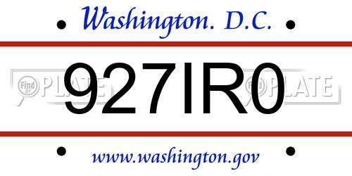927IR0 District Of Columbia License Plate