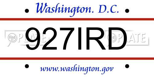 927IRD District Of Columbia License Plate