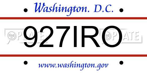 927IRO District Of Columbia License Plate