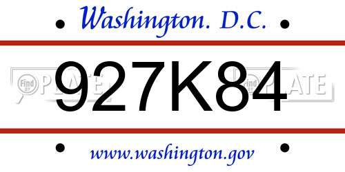 927K84 District Of Columbia License Plate