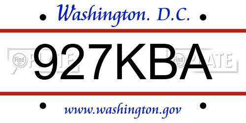 927KBA District Of Columbia License Plate