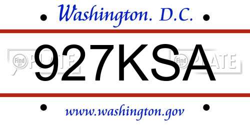 927KSA District Of Columbia License Plate