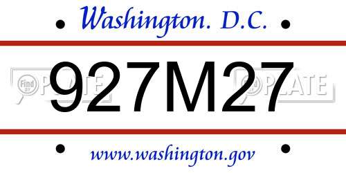 927M27 District Of Columbia License Plate