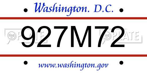 927M72 District Of Columbia License Plate