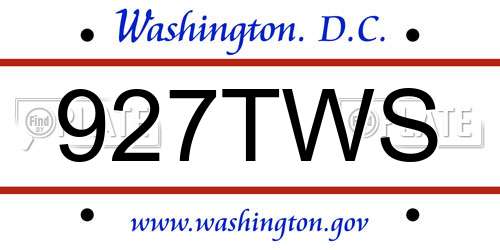 927TWS District Of Columbia License Plate