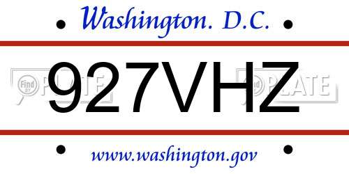 927VHZ District Of Columbia License Plate