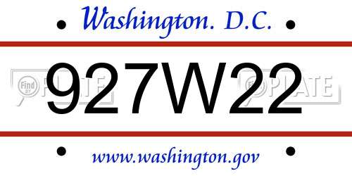 927W22 District Of Columbia License Plate