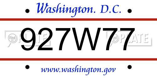 927W77 District Of Columbia License Plate