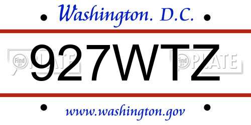 927WTZ District Of Columbia License Plate