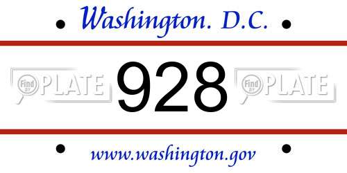 928 District Of Columbia License Plate