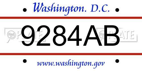 9284AB District Of Columbia License Plate