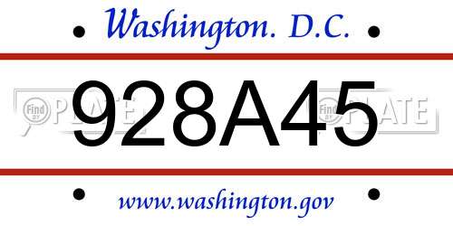 928A45 District Of Columbia License Plate
