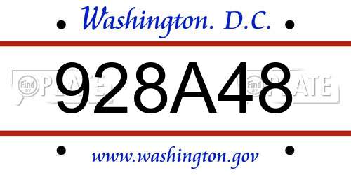 928A48 District Of Columbia License Plate