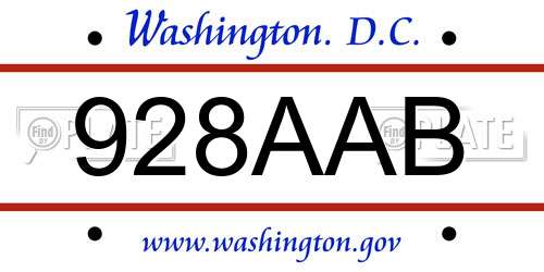 928AAB District Of Columbia License Plate