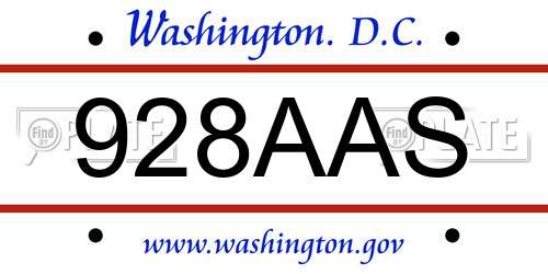 928AAS District Of Columbia License Plate