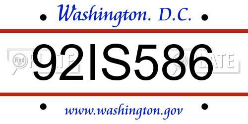 92IS586 District Of Columbia License Plate