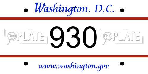 930 District Of Columbia License Plate