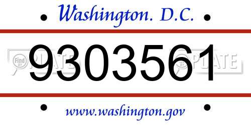 9303561 District Of Columbia License Plate