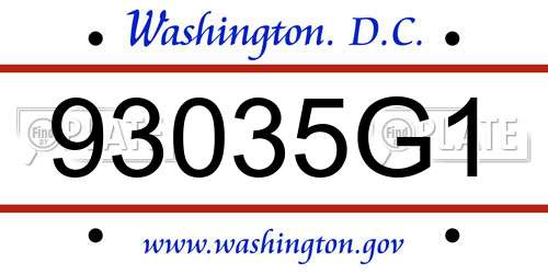 93035G1 District Of Columbia License Plate
