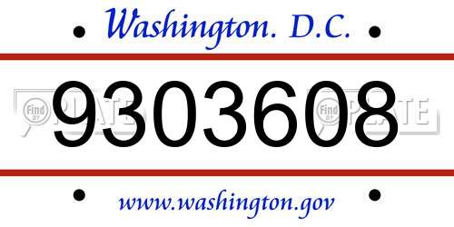 9303608 District Of Columbia License Plate