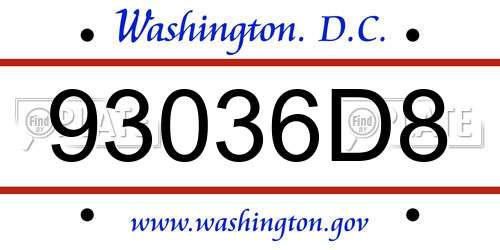 93036D8 District Of Columbia License Plate