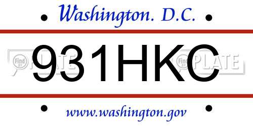 931HKC District Of Columbia License Plate