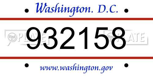 932158 District Of Columbia License Plate
