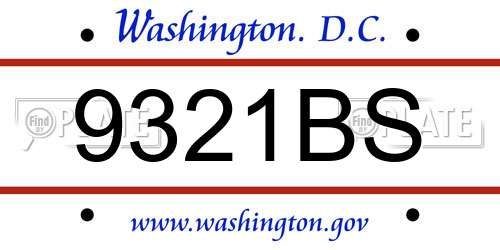 9321BS District Of Columbia License Plate