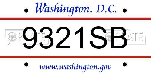 9321SB District Of Columbia License Plate