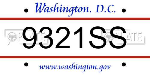 9321SS District Of Columbia License Plate