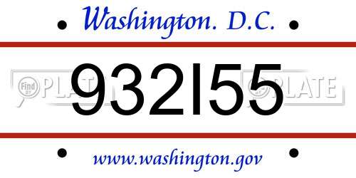 932I55 District Of Columbia License Plate