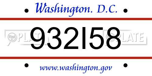 932I58 District Of Columbia License Plate