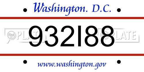 932I88 District Of Columbia License Plate