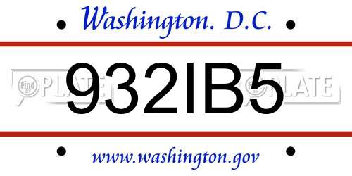 932IB5 District Of Columbia License Plate