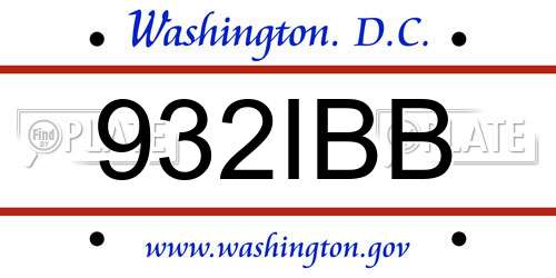 932IBB District Of Columbia License Plate